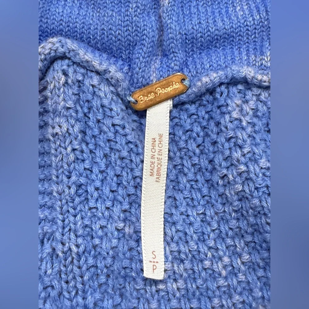 Free People Cable Knit Blue Short Skirt Paper Bag Waist Size S Boho 100% Cotton